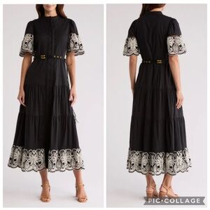 Love By Design‎ Southampton Embroidered Maxi Dress Black Gardenia M